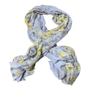 A New Day Lightweight Gray Yellow Floral Scarf Wrap One Size Fashion Scarf